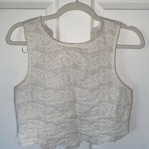 Zara Cream Lace Crop Top with Tie Closure in back